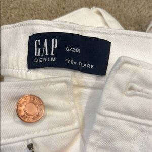 GAP White Denim '70s Flare Jeans